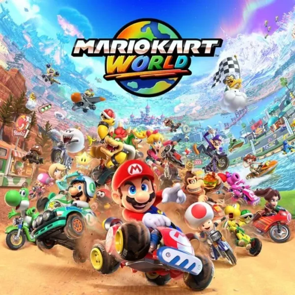 Consola Nintendo Switch 2 azul claro y rojo claro + Mario Kart World (código)