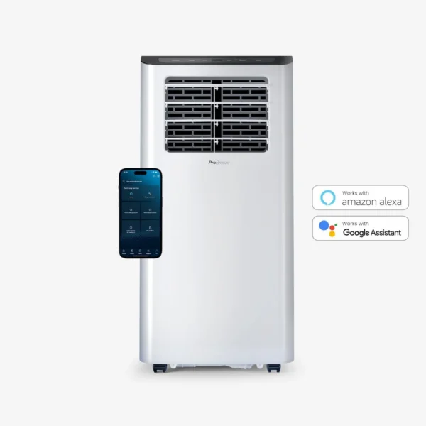 Aire acondicionado portátil 3 en 1 con capacidad de 14.000 BTU y función de deshumidificación.